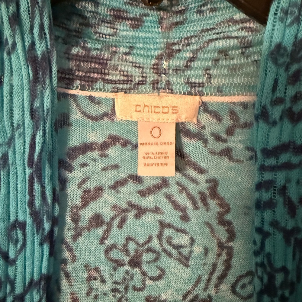 Blue Patterned Open Chios Lightweight Cardigan Ch… - image 2